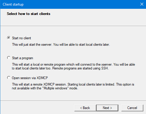 Select Start no Client